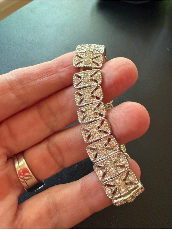 Jewelry - Sterling Silver Tone Crystal Link Bracelet - vintage. Beautiful!